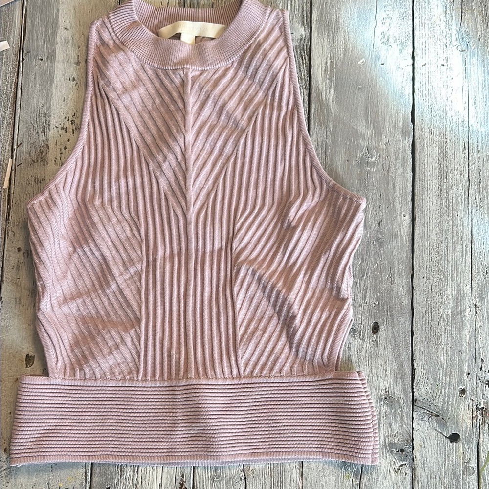 Jonathan Simkhai Sleeveless Ribbed Knit cropped cutout top  - Pink SZ small